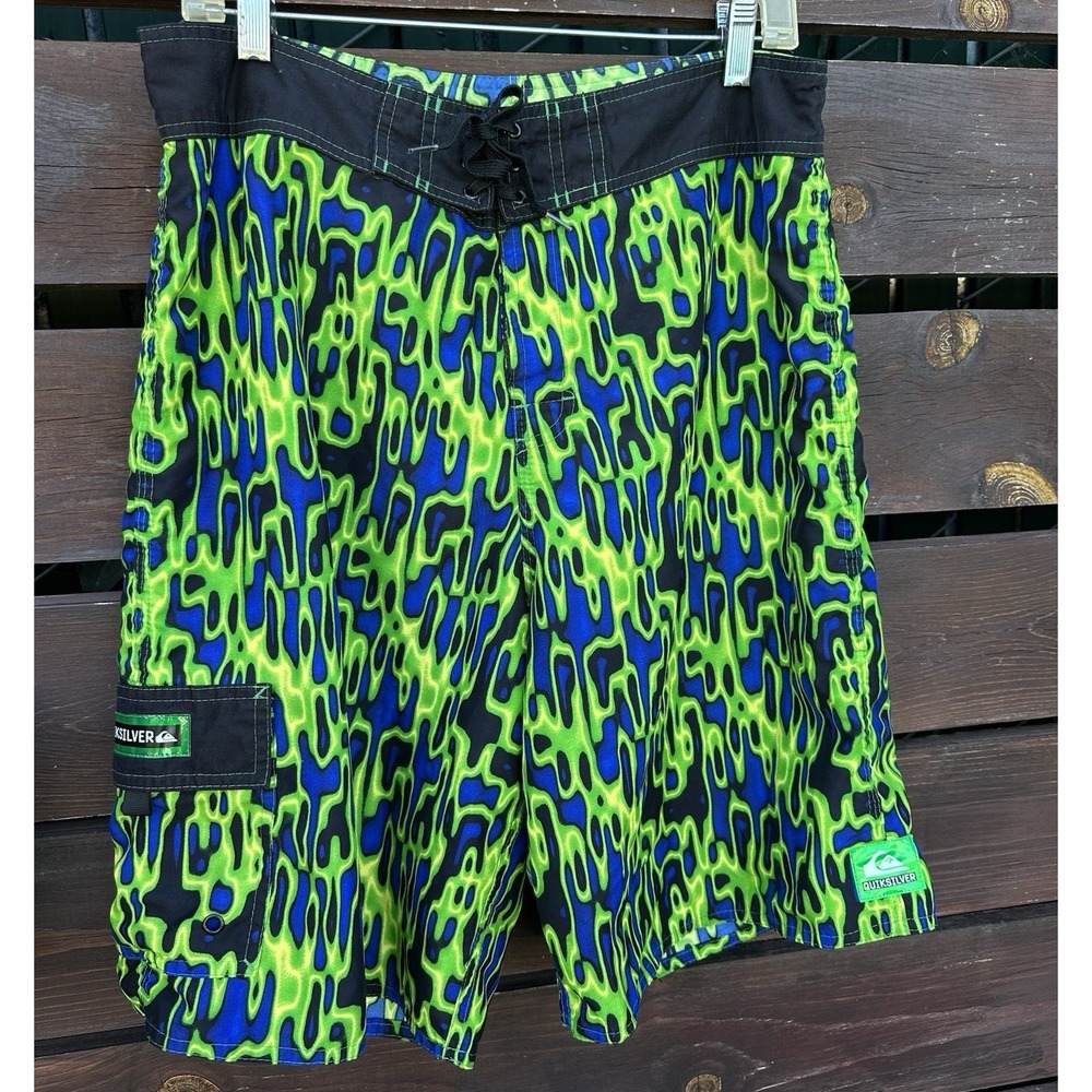 Quiksilver Y2K Boardshorts Mens 33 Abstract Camouflage Swim Trunks